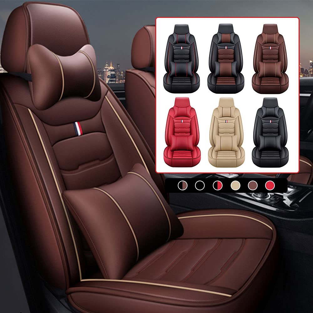 ntshibo Auto Sitzbezüge für 2 3 6 CX-3 CX-5 CX-30 Leder Autositzbezüge Schutz zum Vorderseite & Rückseite Auto Zubehör Innenraum 5-Sitze-Luxus-Edition(Braun) von ntshibo