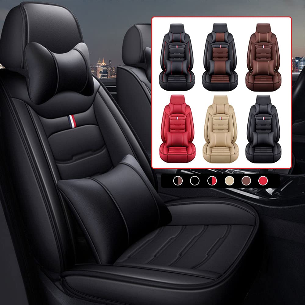 Auto Sitzbezüge für Mazda 2 3 6 CX-3 CX-5 CX-30 Leder Autositzbezüge Schutz zum Vorderseite & Rückseite Auto Zubehör Innenraum 5-Sitze-Luxus-Edition(Schwarz) von BPOOBP
