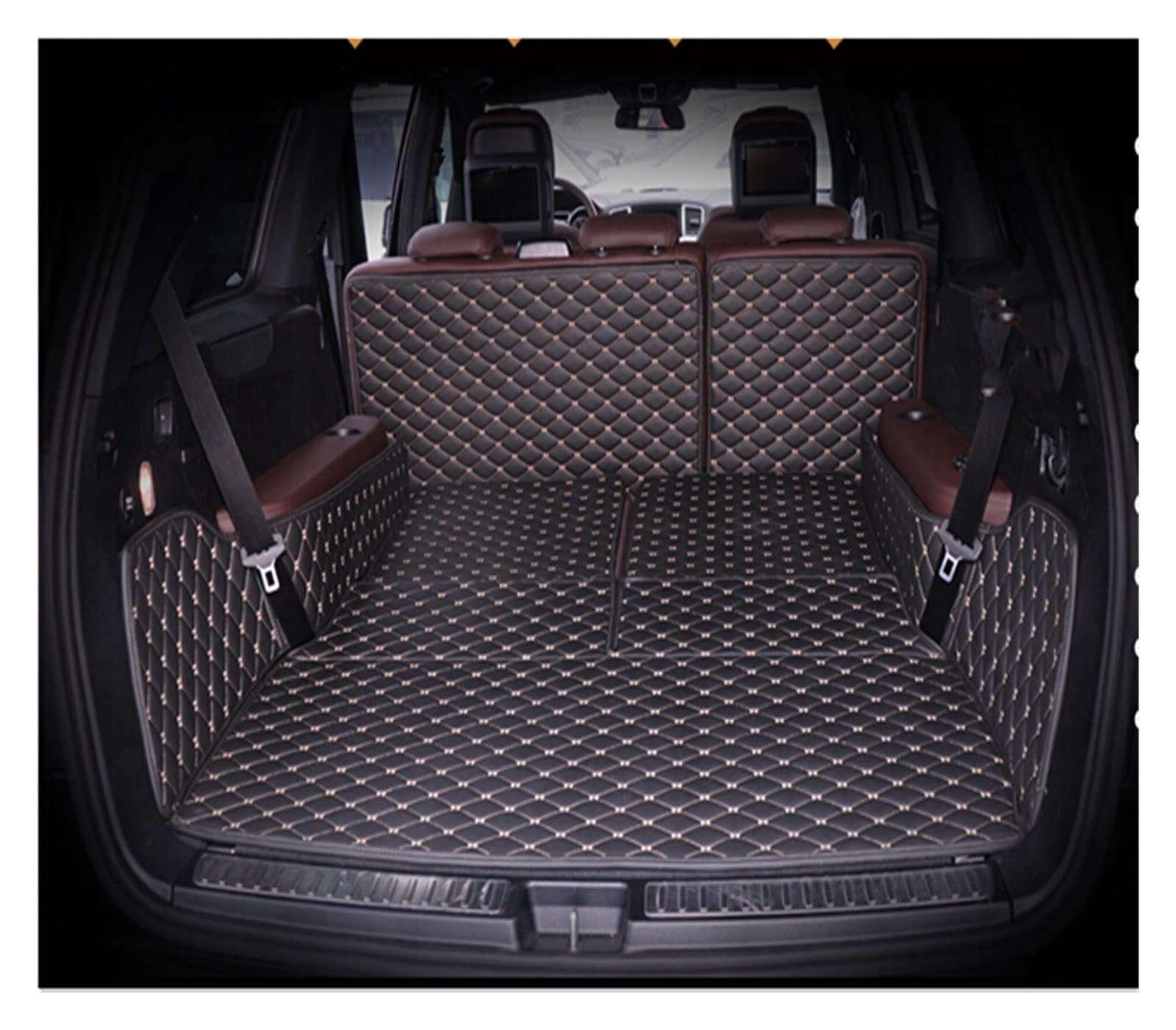 Kofferraum Schutzmatte Spezielle Kofferraummatten Für Benz GL 63 AMG X166 7-Sitzer -2013 wasserdichte Kofferraumteppiche Für GL63 Kofferraumwanne (Farbe : Schwarz) von nuanzhilan