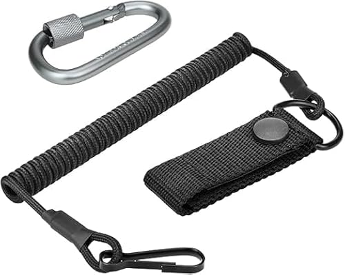 Tactical Lanyard, Elastische Spiralkabel mit 2 Karabiner Elastisches Schlüsselband aus Paracord RSG Halterung RSG Sicherung Elastisches Spiral Karabiner Tactical Lanyard für Rettungsschere,Camping von nuluxi