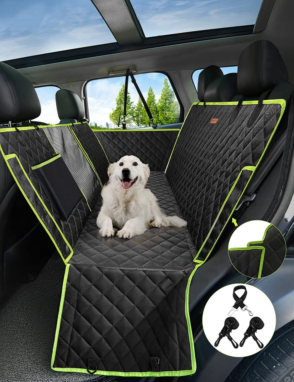 nzonpet 4-in-1 Hunde-Autositzbezug, 100% wasserdicht, Kratzfest, Hundehängematte mit großem Netzfenster, langlebig, rutschfest, Haustiere, Hunde-Rücksitzbezug, Schutz für Autos, LKWs, SUVs, Grün nzonpet 4-in-1 Hunde-Autositzbezug, 100% wasserdicht, Kratzfest, Hundehängematte mit großem Netzfenster, langlebig, rutschfest, Haustiere, Hunde-Rücksitzbezug, Schutz für Autos, LKWs, SUVs, Grün von nzonpet