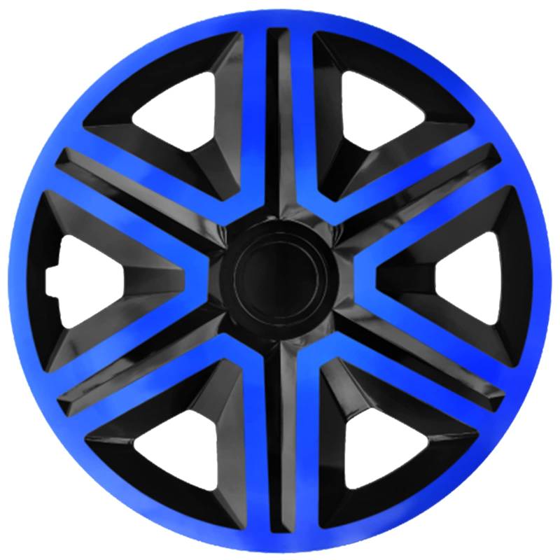 Ohmtronixx Action Radkappen 14 Zoll 4er Set, schwarz/blau, Radzierblenden aus ABS Kunststoff von ohmtronixx