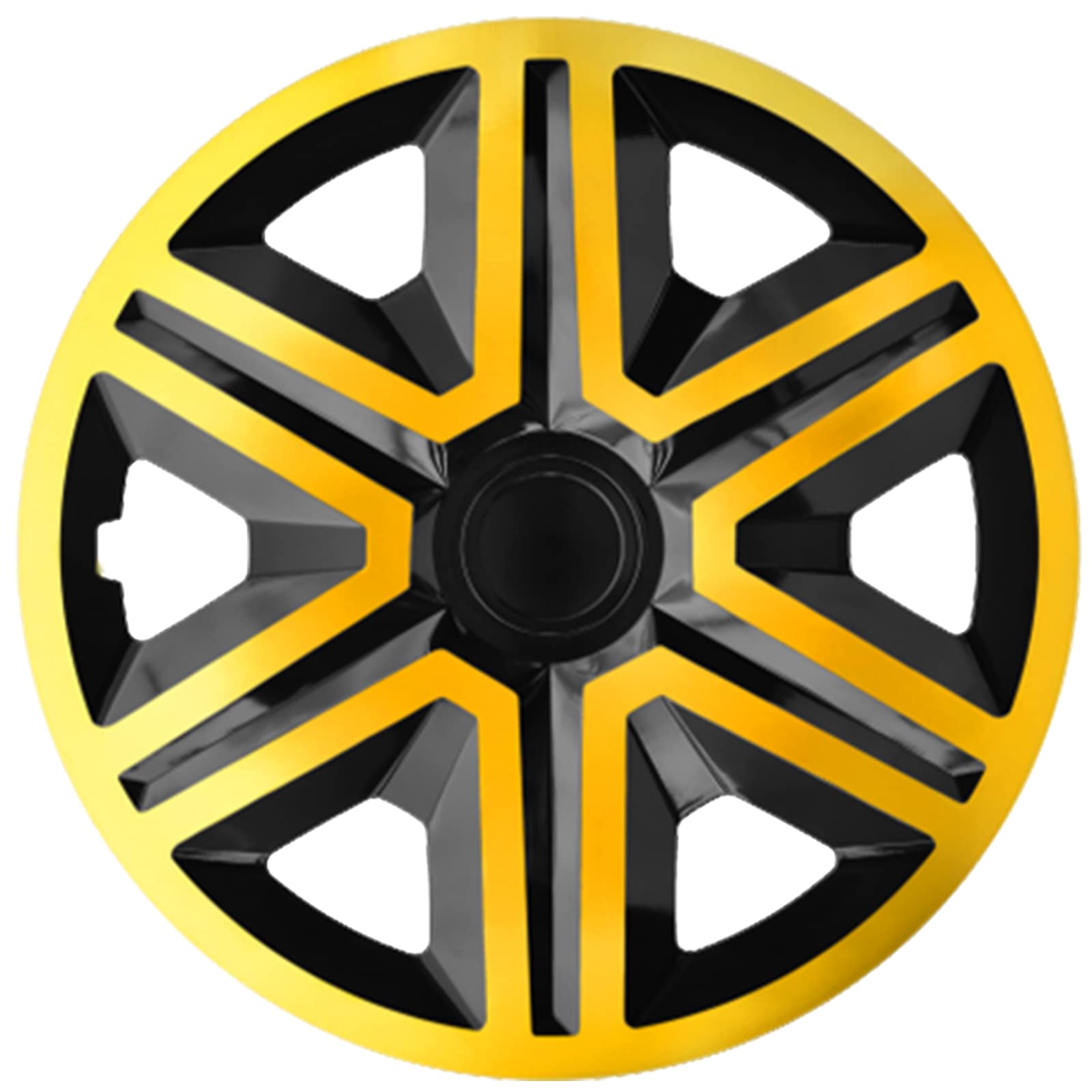 Ohmtronixx Action Radkappen 15 Zoll 4er Set, schwarz/Gold, Radzierblenden aus ABS Kunststoff von ohmtronixx