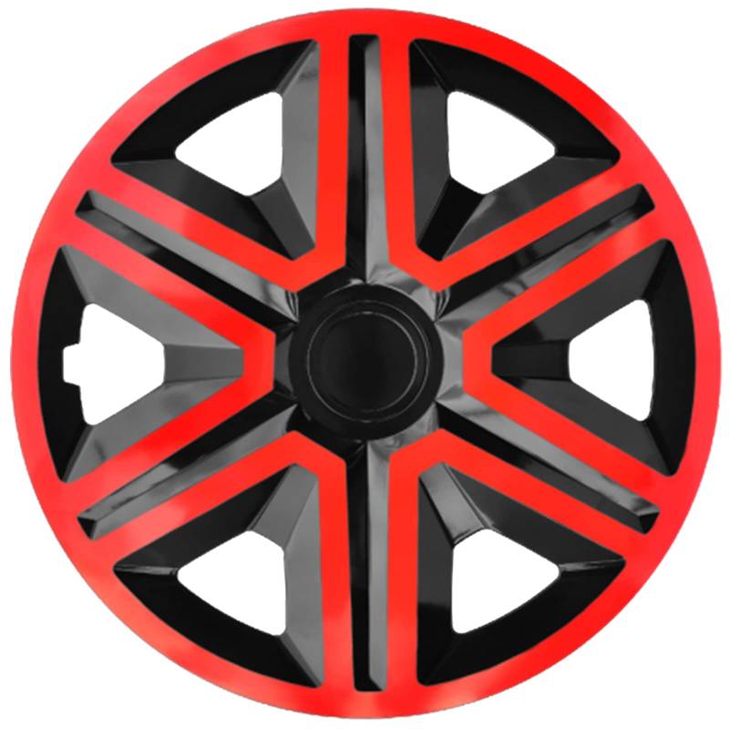 Ohmtronixx Action Radkappen 15 Zoll 4er Set, schwarz/rot, Radzierblenden aus ABS Kunststoff von ohmtronixx