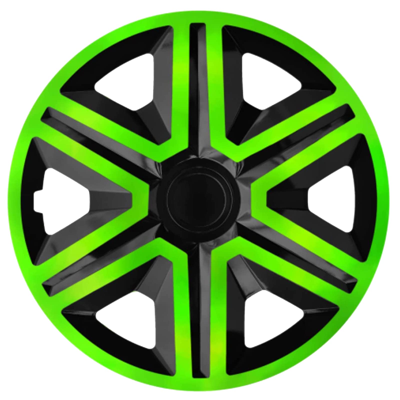 Ohmtronixx Action Radkappen 15 Zoll 4er Set,schwarz/grün, Radzierblenden aus ABS Kunststoff von ohmtronixx