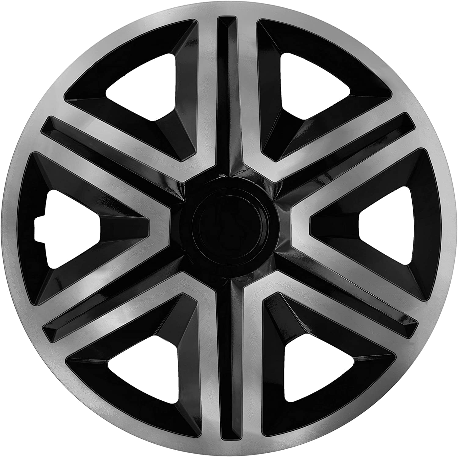 Ohmtronixx Action Radkappen 15 Zoll 4er Set,schwarz DB/Silber, Radzierblenden aus ABS Kunststoff von ohmtronixx