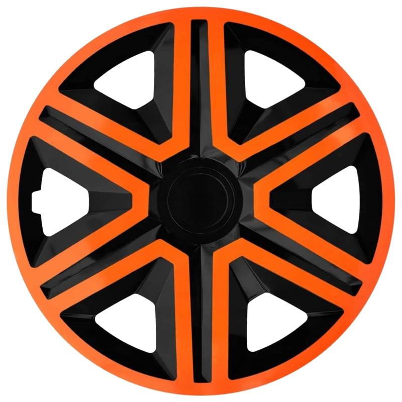 Ohmtronixx Action Radkappen 16 Zoll 4er Set, schwarz/orange, Radzierblenden aus ABS Kunststoff von ohmtronixx