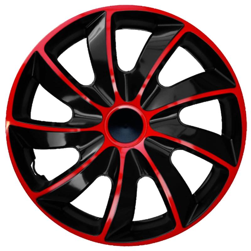 Ohmtronixx Quad Radkappen 13 Zoll 4er Set, rot-schwarz, Radzierblenden aus ABS Kunststoff von ohmtronixx