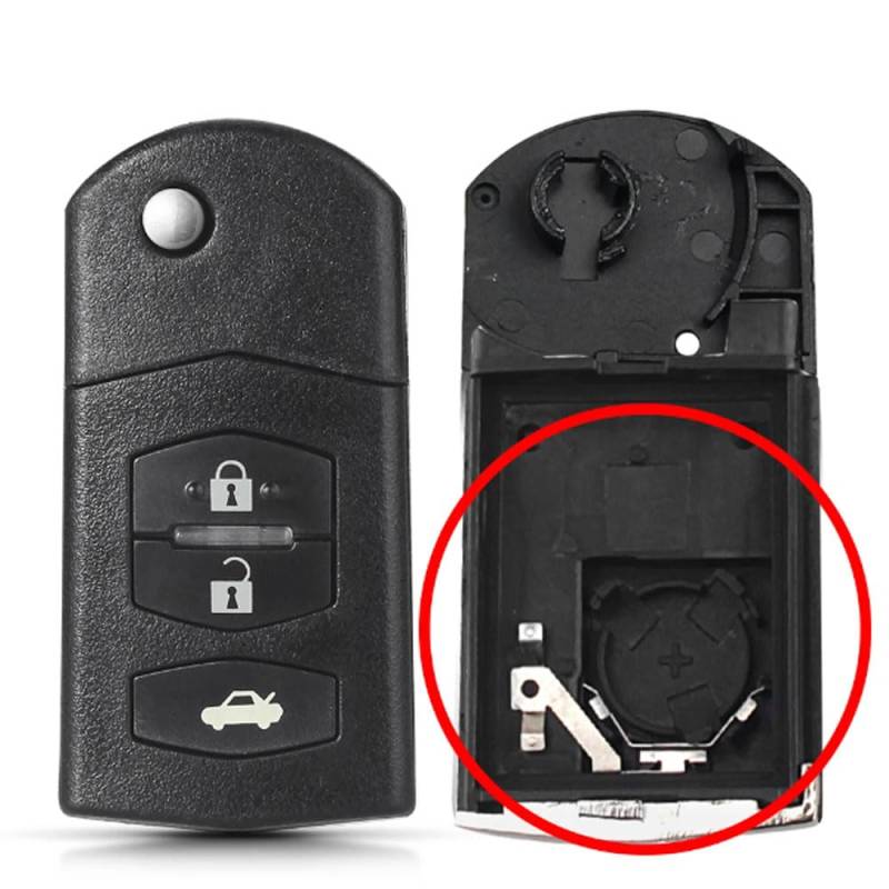 2/3 Taste Remote Key Fob Shell Case Folding Flip Gehäuse für Fernbedienungsschlüsselanhänger für Mazda 2 3 5 6 CX-7 / CX-9 / MX-5 mit ungeschnittenen Klinge Ersatz (3button) von onetop1