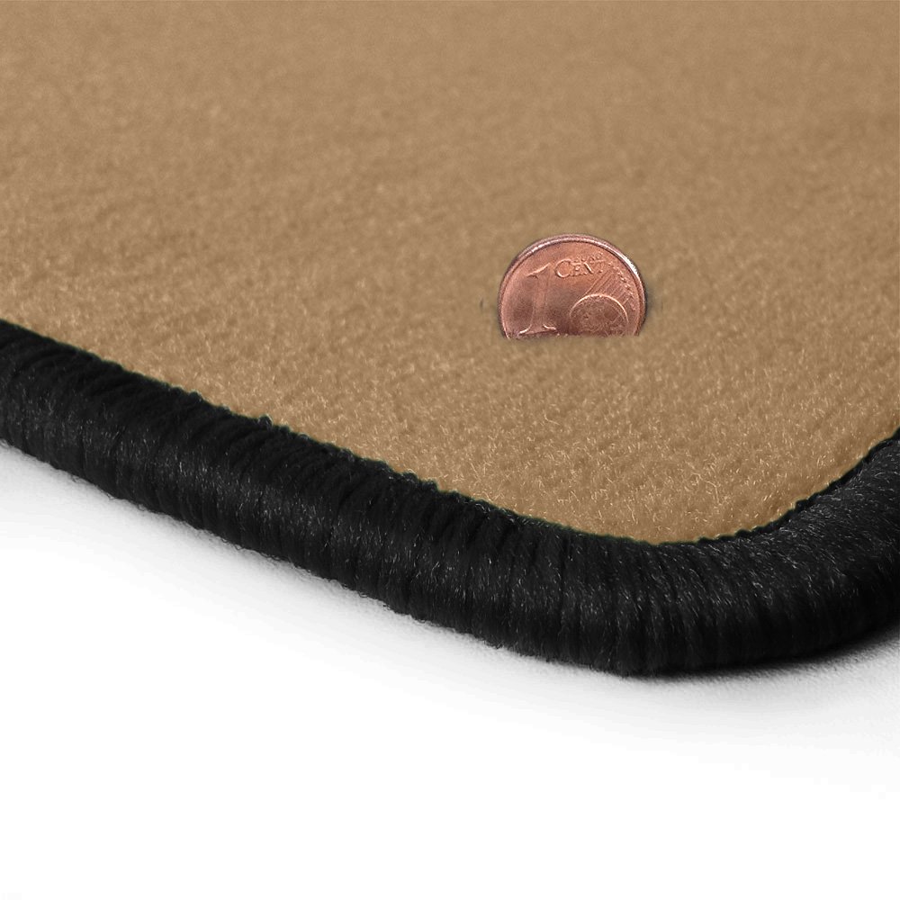 Beige-farbene Velours Fußmatten mit Gummigranulat-Rücken, Randfarbe Schwarz OFM-Q308_R300_00508 von online-fussmatten