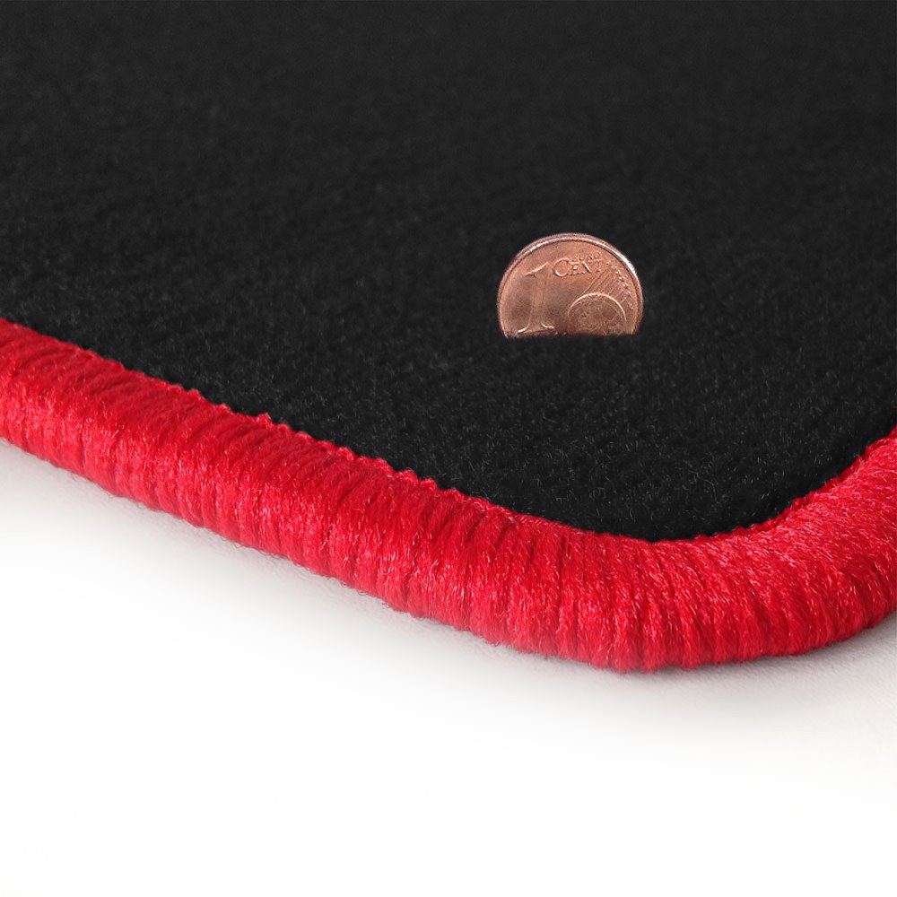 Schwarze Velours Fußmatten in Top-Qualität, Randfarbe Rot OFM-Q300_R103_00062 von online-fussmatten