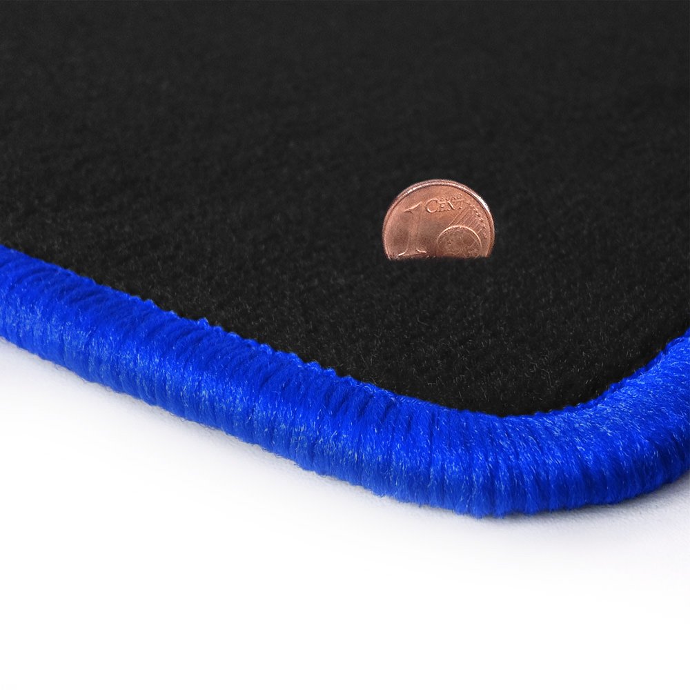 Schwarze Velours Fußmatten in Top-Qualität, Randfarbe Royalblau OFM-Q300_R204_00292 von online-fussmatten