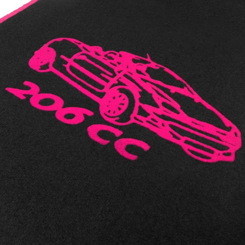 online-fussmatten OF01_28 Passgenaue Velours-Fußmatten mit Automotiv 206cc und Rand in Pink von online-fussmatten