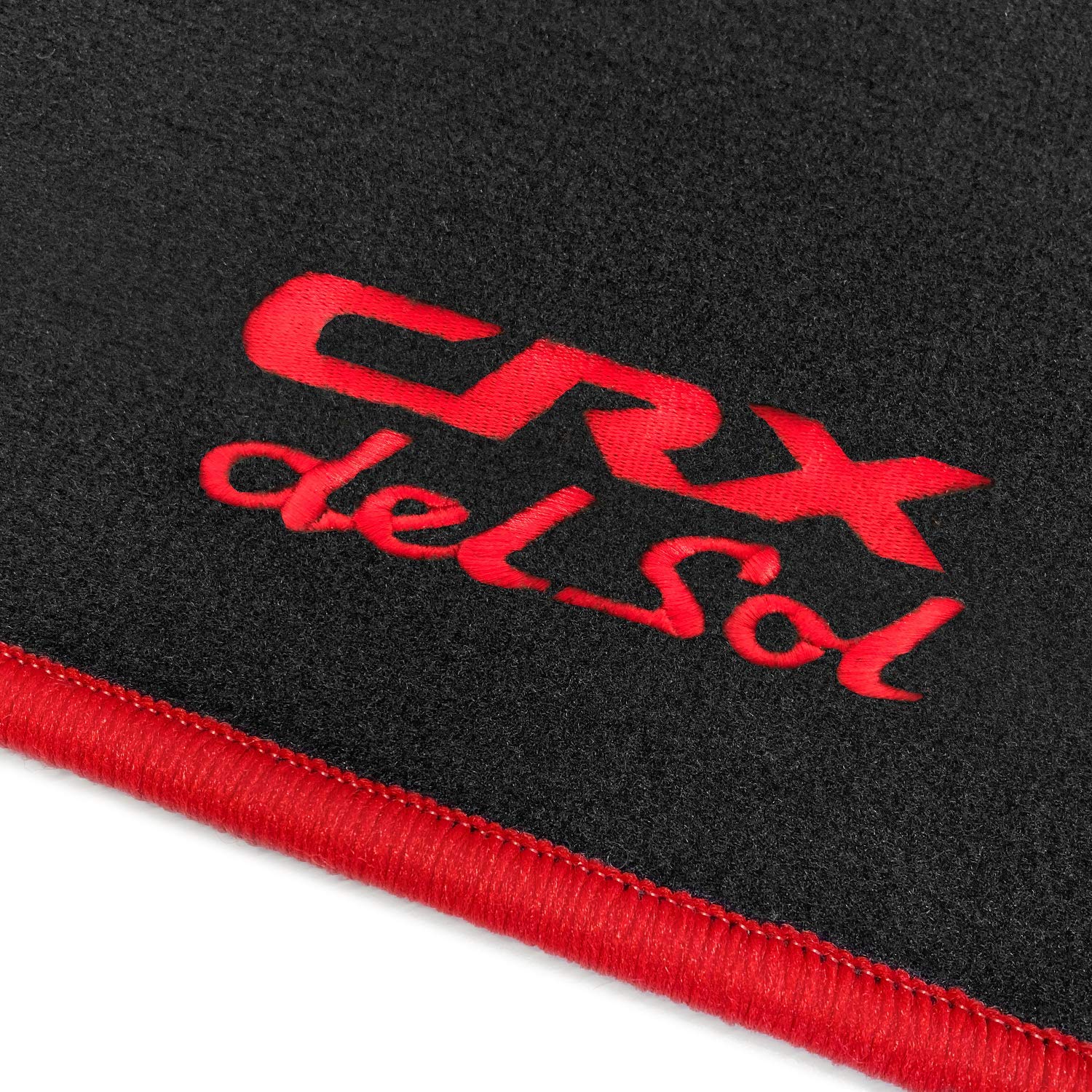 online-fussmatten OFM-CRX-DeSol-103 Passform Velours-Fußmatten mit Bestickung CRX del Sol und Rand in Rot online-fussmatten OFM-CRX-DeSol-103 Passform Velours-Fußmatten mit Bestickung CRX del Sol und Rand in Rot von online-fussmatten