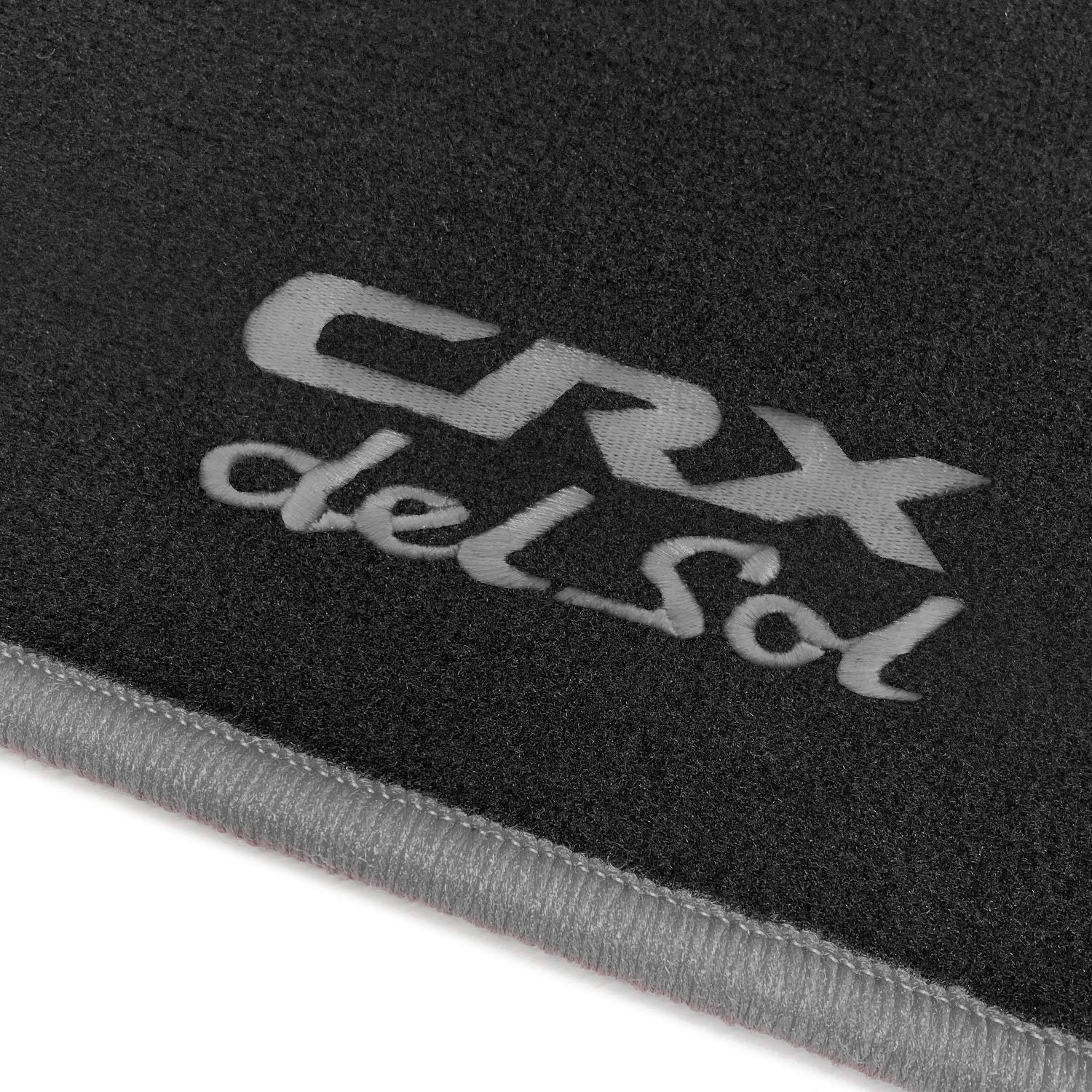 online-fussmatten OFM-CRX-DeSol-502 Passform Velours-Fußmatten mit Bestickung CRX del Sol und Rand in Silbergrau online-fussmatten OFM-CRX-DeSol-502 Passform Velours-Fußmatten mit Bestickung CRX del Sol und Rand in Silbergrau von online-fussmatten