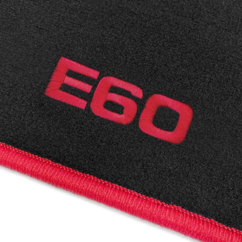 online-fussmatten OFM-Q300_E60-103 Passform Velours-Fußmatten mit Bestickung E60 und Rand in Rot von online-fussmatten