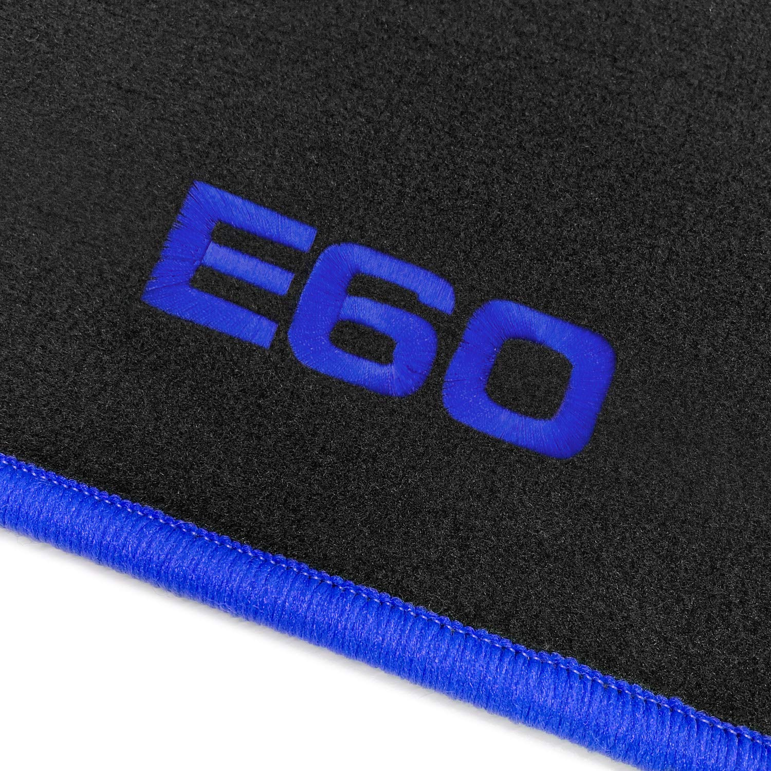 online-fussmatten OFM-Q300_E60-204 Passform Velours-Fußmatten mit Bestickung E60 und Rand in Royalblau von online-fussmatten