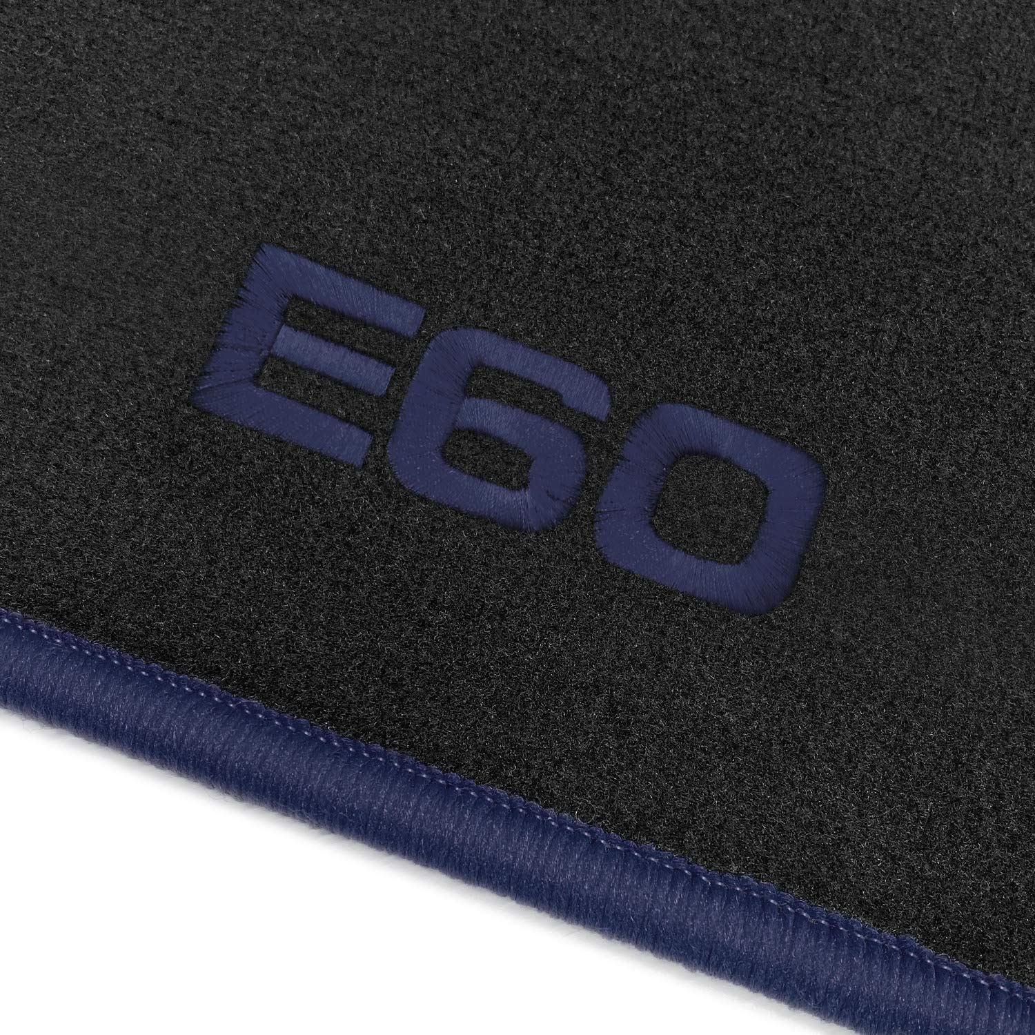 online-fussmatten OFM-Q300_E60-312 Passform Velours-Fußmatten mit Bestickung E60 und Rand in Dunkelblau von online-fussmatten