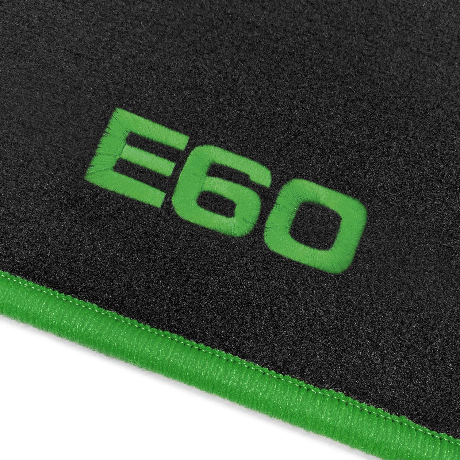 online-fussmatten OFM-Q300_E60-507 Passform Velours-Fußmatten mit Bestickung E60 und Rand in Kawagrün von online-fussmatten