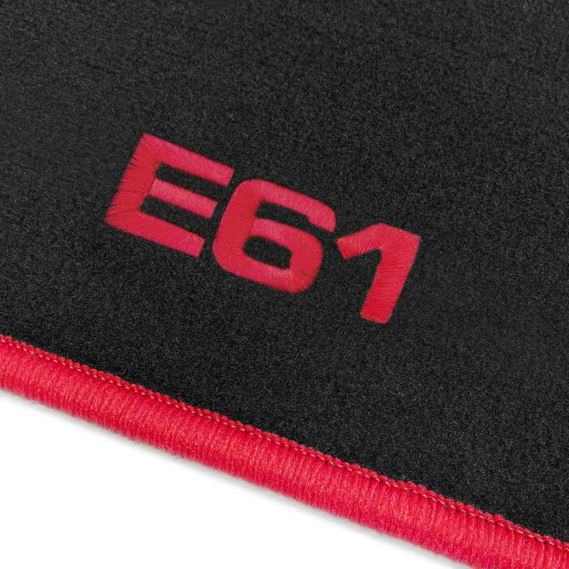 online-fussmatten OFM-Q300_E61-103 Passform Velours-Fußmatten mit Bestickung E61 und Rand in Rot von online-fussmatten