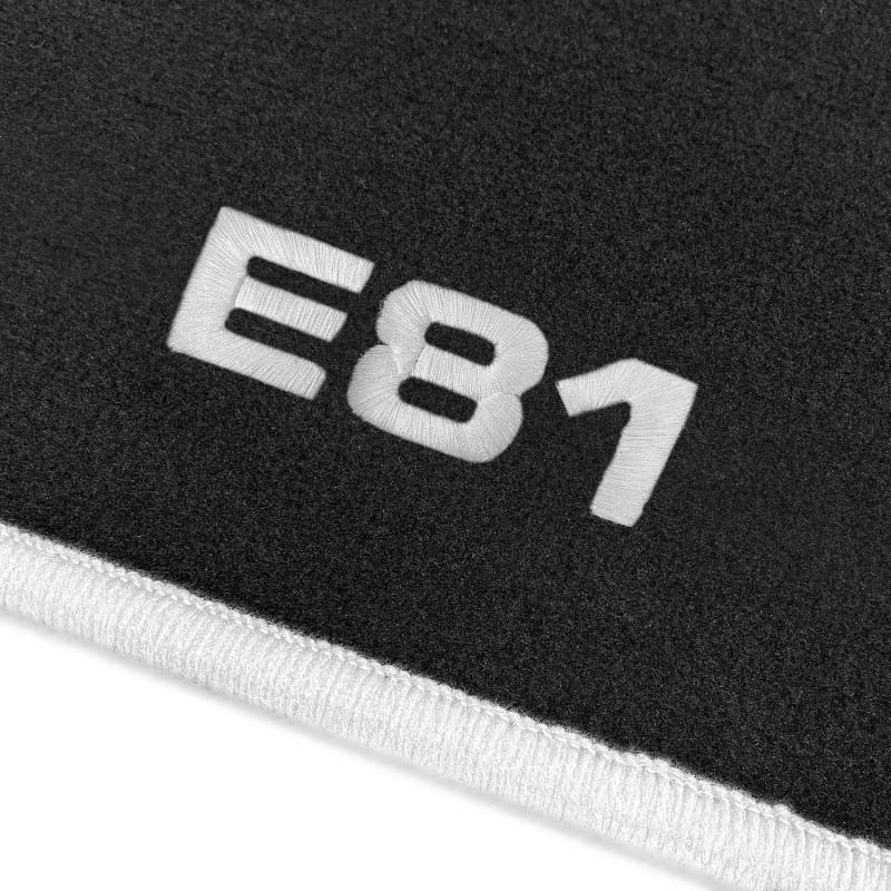 online-fussmatten OFM-Q300_E81-100 Passform Velours-Fußmatten mit Bestickung E81 und Rand in Weiß von online-fussmatten