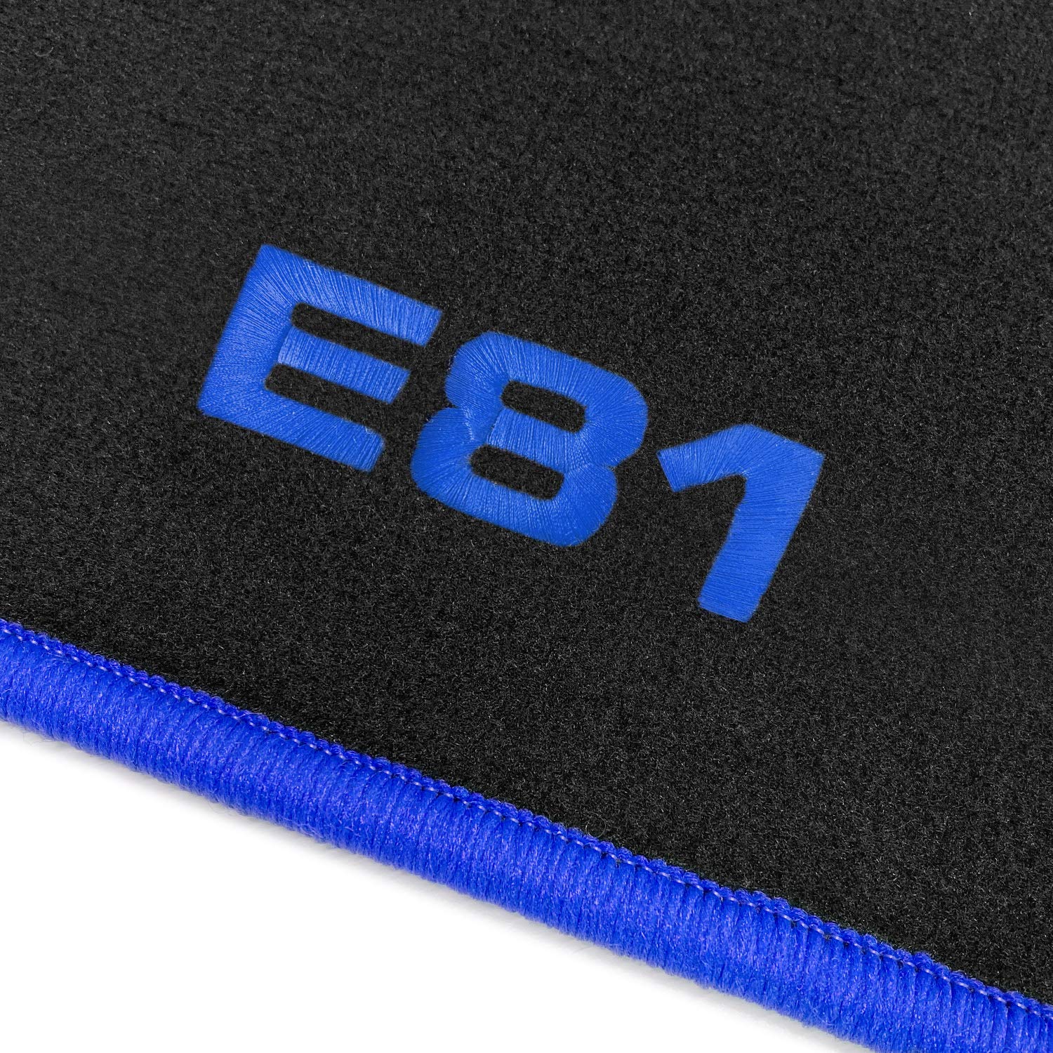 online-fussmatten OFM-Q300_E81-204 Passform Velours-Fußmatten mit Bestickung E81 und Rand in Royalblau von online-fussmatten
