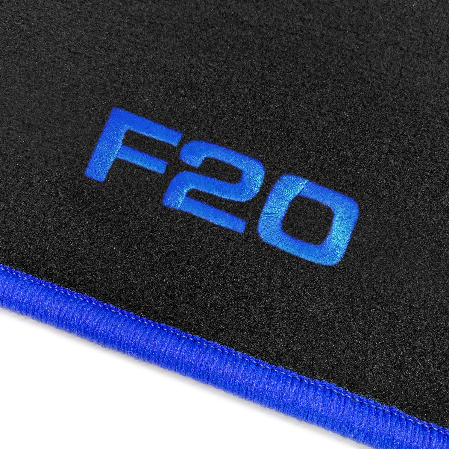 online-fussmatten OFM-Q300_F20-204 Passform Velours-Fußmatten mit Bestickung F20 und Rand in Royalblau von online-fussmatten