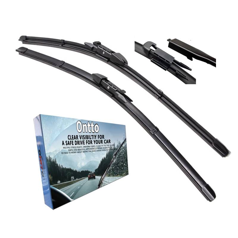 ontto 1 Set Vorne Scheibenwischer Kompatibel mit BMW 6er M6 E63 E64 2006-2010 24''+24'' Wischblätter Klare Sicht Scheibenwischerblätter Frontscheibe Wischer Autoscheibenwischer Autoteile 600mm+600mm von ontto