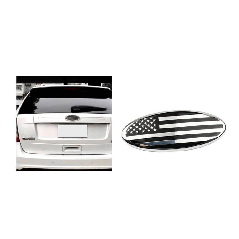 ontto 1 Stück 11.5cm Amerikanische Flagge Frontgrill Hinten Heckklappe Emblem Aufkleber Passt für Ford F150 F250 Explorer Edge Ranger Focus Ecosport Abzeichen Namensschild Emblem Logo Zubehör Silber von ontto