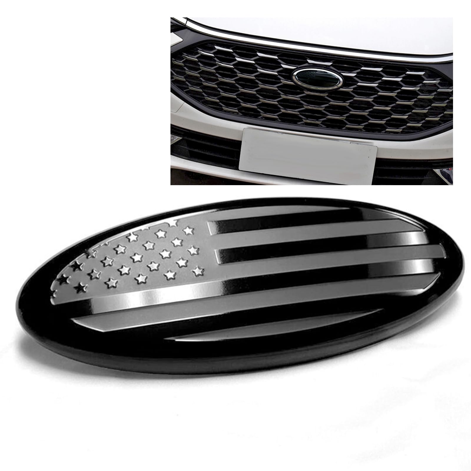 ontto 1 Stück 17.5cm Amerikanische Flagge Frontgrill Hinten Heckklappe Emblem Aufkleber Passt für Ford F150 F250 Explorer Ranger Focus Ecosport Abzeichen Heckklappe Ersatzabdeckung Zubehör Schwarz ontto 1 Stück 17.5cm Amerikanische Flagge Frontgrill Hinten Heckklappe Emblem Aufkleber Passt für Ford F150 F250 Explorer Ranger Focus Ecosport Abzeichen Heckklappe Ersatzabdeckung Zubehör Schwarz von ontto
