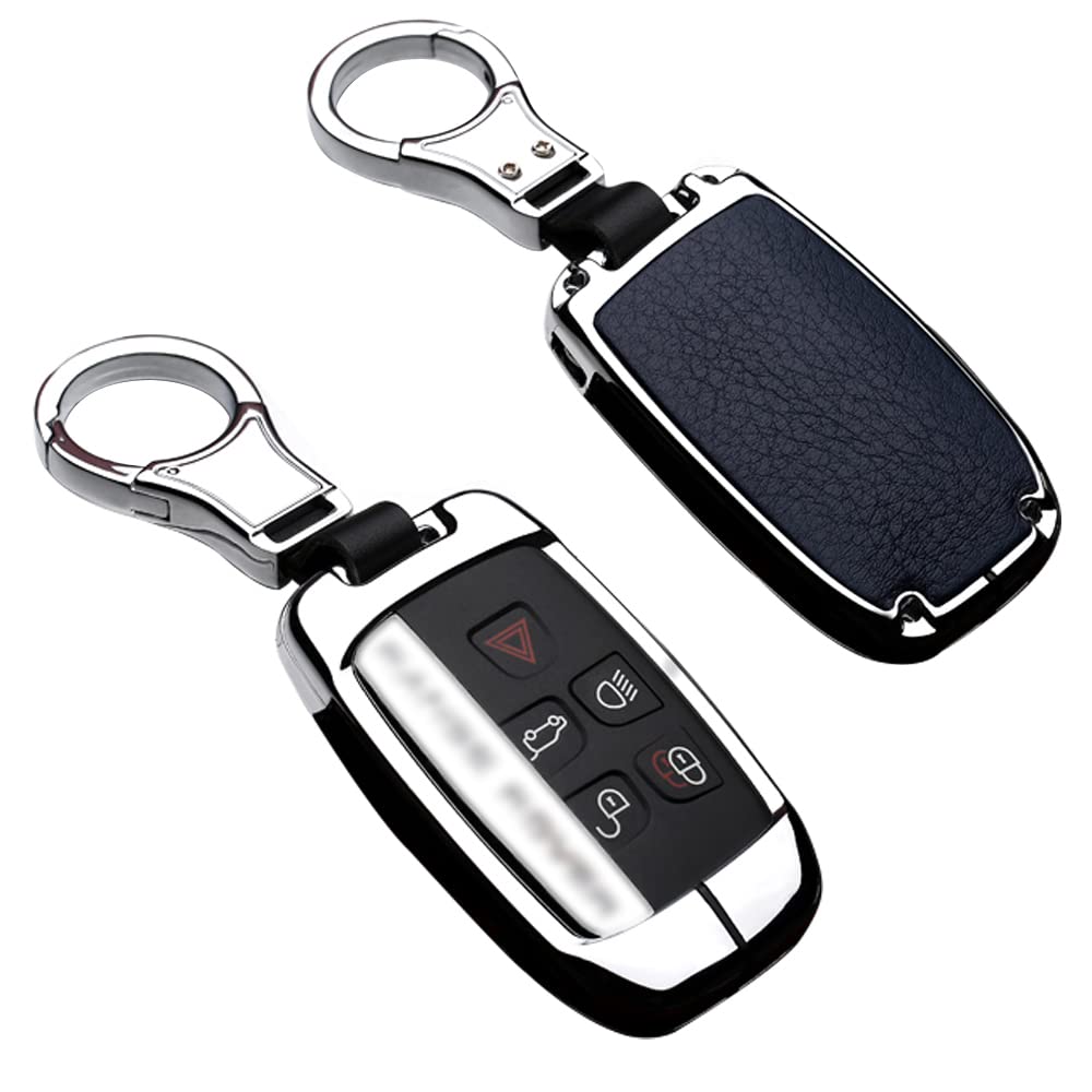 ontto 1 Stück Autoschlüssel Hülle Abdeckung Schlüssel Tasche für Defender Discovery Evoque LR4 Range Rover Sport Jaguar Metall Zink Legierung & Leder Schlüsselschutz Keyless Schlüsselbund -Silver Blue ontto 1 Stück Autoschlüssel Hülle Abdeckung Schlüssel Tasche für Defender Discovery Evoque LR4 Range Rover Sport Jaguar Metall Zink Legierung & Leder Schlüsselschutz Keyless Schlüsselbund -Silver Blue von ontto