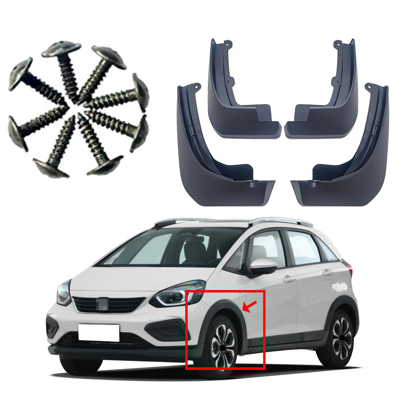 ontto 4 Stück Auto Schmutzfänger aus Kunststoff Spritzschutz Passt für Honda Fit Jazz Cross 2020-2024 Auto-Kotflügel Kotflügelschoner Vorne und Hinten Schutzblech Mudflap Ersatzzubehör Schwarz ontto 4 Stück Auto Schmutzfänger aus Kunststoff Spritzschutz Passt für Honda Fit Jazz Cross 2020-2024 Auto-Kotflügel Kotflügelschoner Vorne und Hinten Schutzblech Mudflap Ersatzzubehör Schwarz von ontto