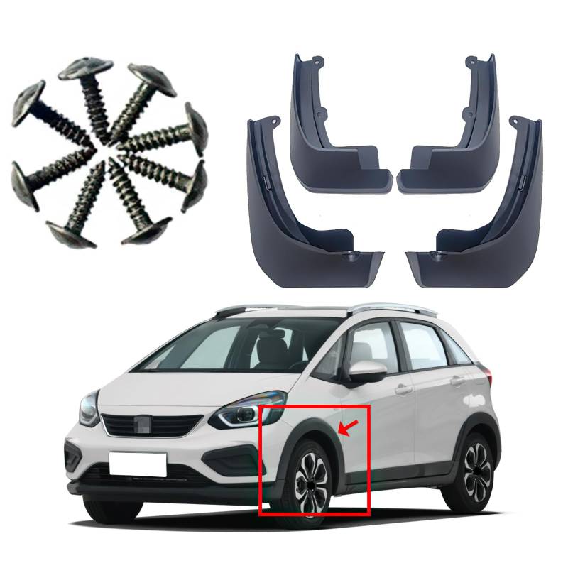 ontto 4 Stück Auto Schmutzfänger aus Kunststoff Spritzschutz Passt für Honda Fit Jazz Cross 2020-2024 Auto-Kotflügel Kotflügelschoner Vorne und Hinten Schutzblech Mudflap Ersatzzubehör Schwarz von ontto