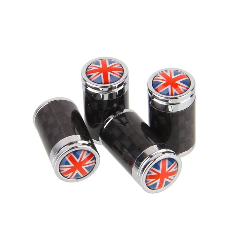 ontto 4Pcs Universal Ventilkappen Auto Rad Reifen Ventil Kappen Schraubenschlüssel Reifen Luftventil Passt für BMW Land Rover Mercedes Volvo Audi Mazda mit Nationalflagge Emblem AutoZubehör UK A von ontto