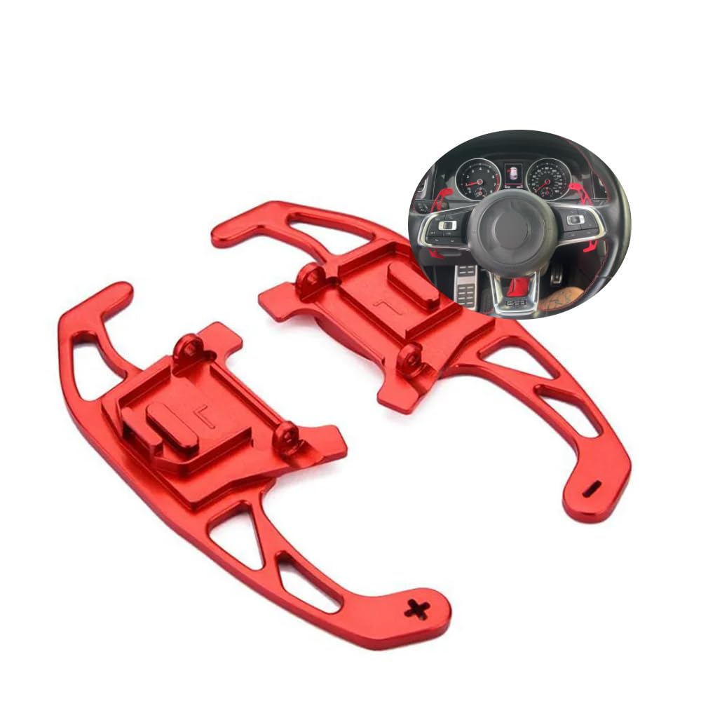 ontto Auto Lenkrad Schaltwippen Verlängerung Schaltpaddel Passt für VW GOLF 7 GTI R GTD GTE MK7 POLO GTI Scirocco Tiguan Rline Passat T-ROC Metall Shift Paddle Shifter Erweiterung Innendekoration-Rot von ontto