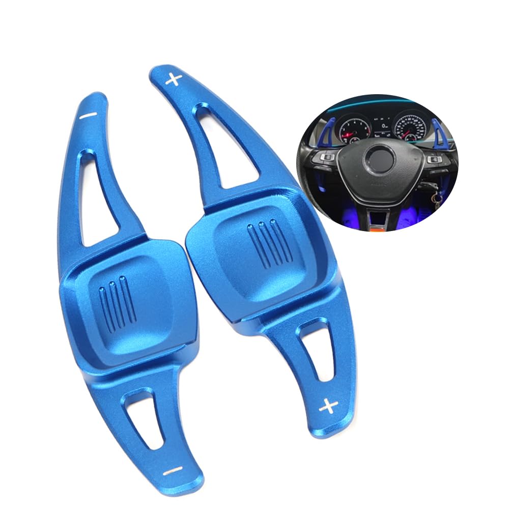 ontto Auto Lenkrad Schaltwippen Verlängerung Schaltpaddel Passt für VW Golf7.5 MK7 Golf 8 MK8 VW Polo MK6 Passat B8 TiguanTouareg Atlas Metall Shift Paddle Shifter Erweiterung Innendekoration-Blau von ontto