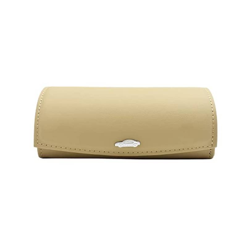 ontto Auto PU Leder Brillenetui Universal Brillenhalter Auto Sonnenbrillenhalter Sonnenbrille Brillenetui mit Magnetischem Funktion Brillen Aufbewahrungsbox für Auto Sonnenblende Zubeh?r-Beige von ontto