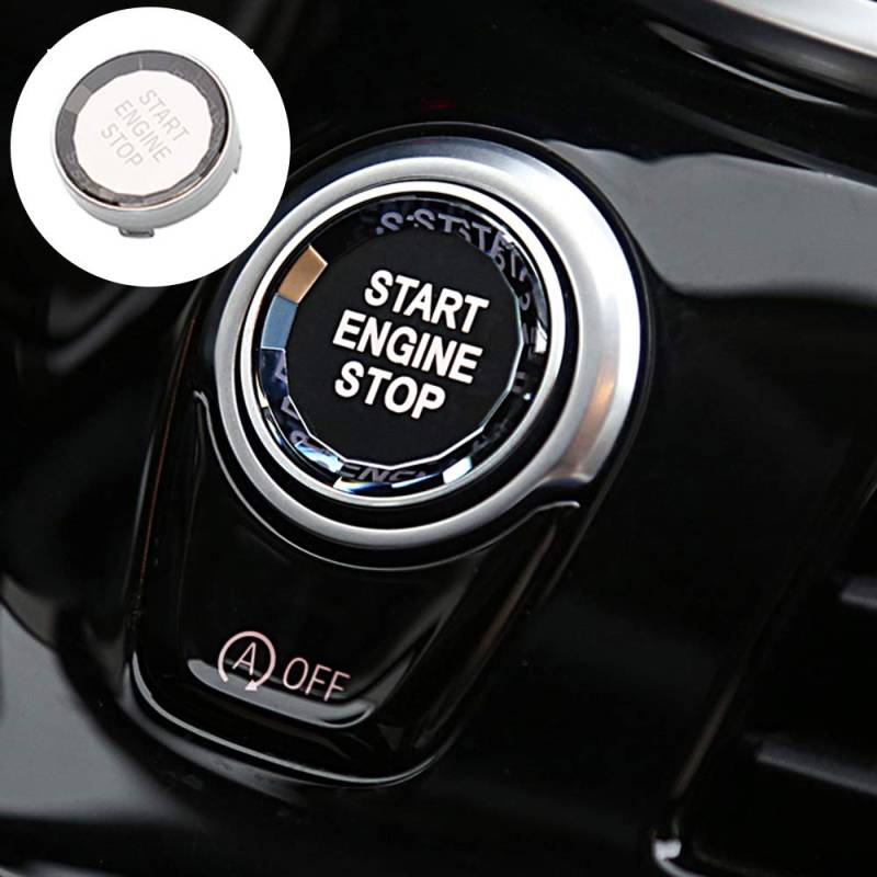 ontto Auto Start Stop Engine Taste Druckknopf Zündschalter Abdeckung für BM-W 1er E87 3er E90 E91 E92 E93 5er E60 X1 E84 X3 E83 X5 E70 X6 E71 E72 Z4 E89 Zündknopf Druckschalter Taste Abdeckung-Silber von ontto
