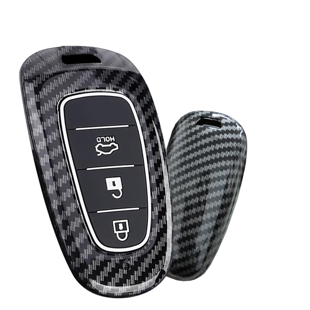 ontto Autoschlüssel Hülle ABS Schutzhülle Schlüsselhülle Passt für Hyundai Tucson Solaris Sonata Hybrid Nexo NX4 Santa Fe DN8 Atos 2020-2023 Schlüsseletui Schlüsselgehäuse AutoZubehör 3 Tasten-Schwarz von ontto