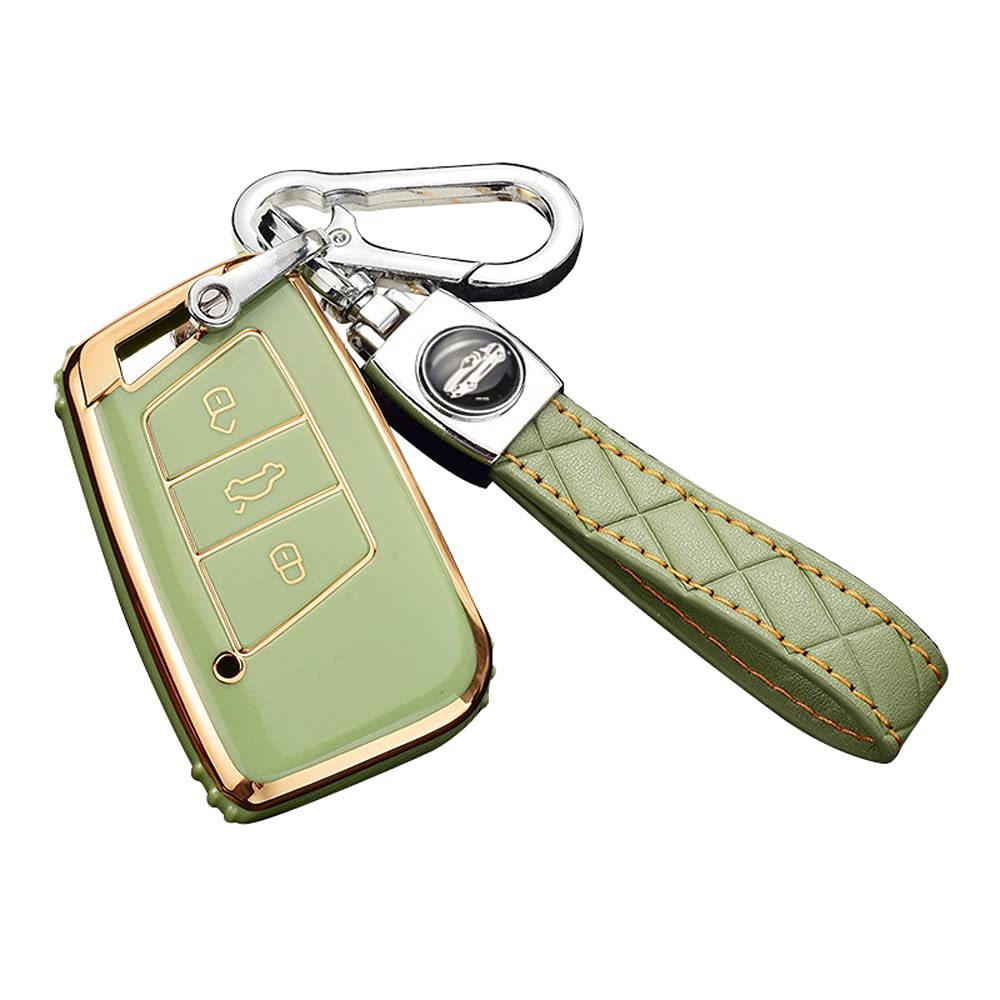 ontto Autoschlüssel Hülle Cover Passt für VW Magotan Passat B8 CC MK2 Jetta Skoda Superb A7 Kodiaq?Zubehör Schlüsselbox Schlüsselhülle Schlüsselanhänger Schlüssel Schutz Etui 3 Tasten-Golden Grün ontto Autoschlüssel Hülle Cover Passt für VW Magotan Passat B8 CC MK2 Jetta Skoda Superb A7 Kodiaq?Zubehör Schlüsselbox Schlüsselhülle Schlüsselanhänger Schlüssel Schutz Etui 3 Tasten-Golden Grün von ontto