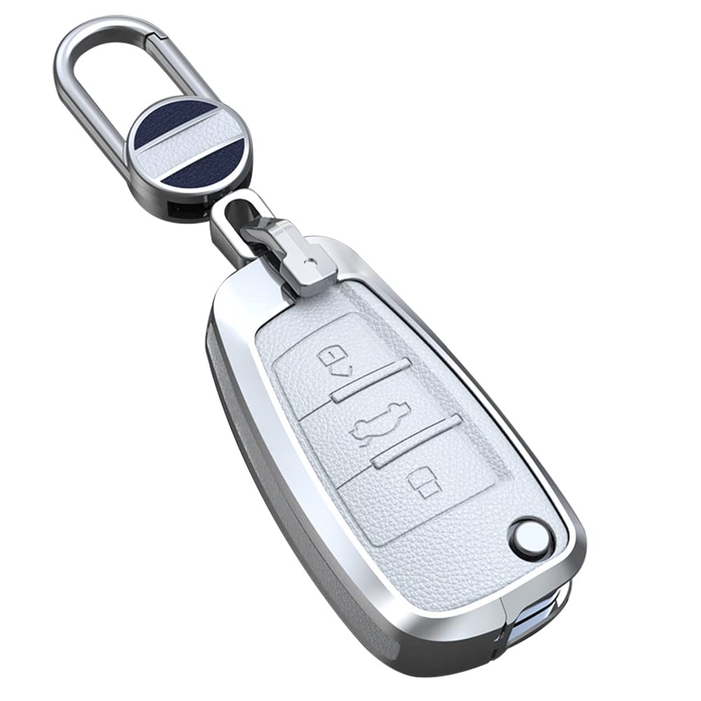 ontto Autoschlüssel Hülle Passt für Audi Schlüsselhülle Silikon Schutzhülle für Audi A1 A3 S3 RS3 A4 A6 Q2 Q3 Q5 Q7 4L S3 R8 TT Seat Schutzhülle Fernbedienung Schlüsselanhänger Zubehör 3 Tasten-Weiß von ontto