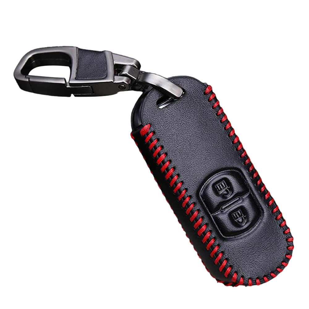 ontto Autoschlüssel Hülle Passt für Mazda 2 3 5 6 CX-3 CX-4 CX-5 CX-7 CX-9 MX5 CX30 Atenza Axela Fernbedienung Cover PU Leder Schlüsselhülle Schlüsselanhänger Schlüssel Schutz Etui 2 Tasten-Rot von ontto