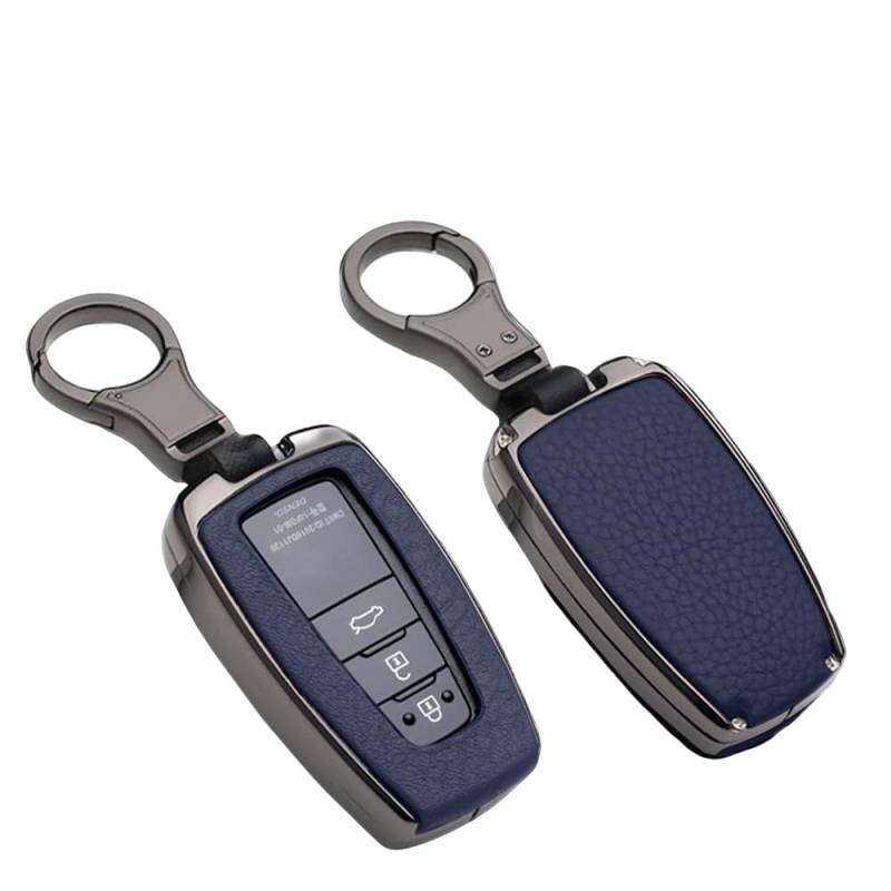 ontto Autoschlüssel Hülle Passt für Toyota RAV4 Toyota Avalon Corolla Highlander C-HR Prius GT86 Fernbedienung Cover Zinklegierung Schlüsselhülle Etui Schlüsselanhänger Schlüssel Schutz-Schwarz blau von ontto