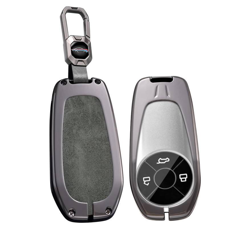 ontto Autoschlüssel Hülle Schutzhülle Schlüsselhülle Kompatibel mit GWM HAVAL H6 M6 ORA 03 R1 R2 Good Cat GT White Cat IQ 3 Tasten Metallgehäuse Schlüsselcover Schlüsseletui Schlüsselanhänger-A Grau von ontto