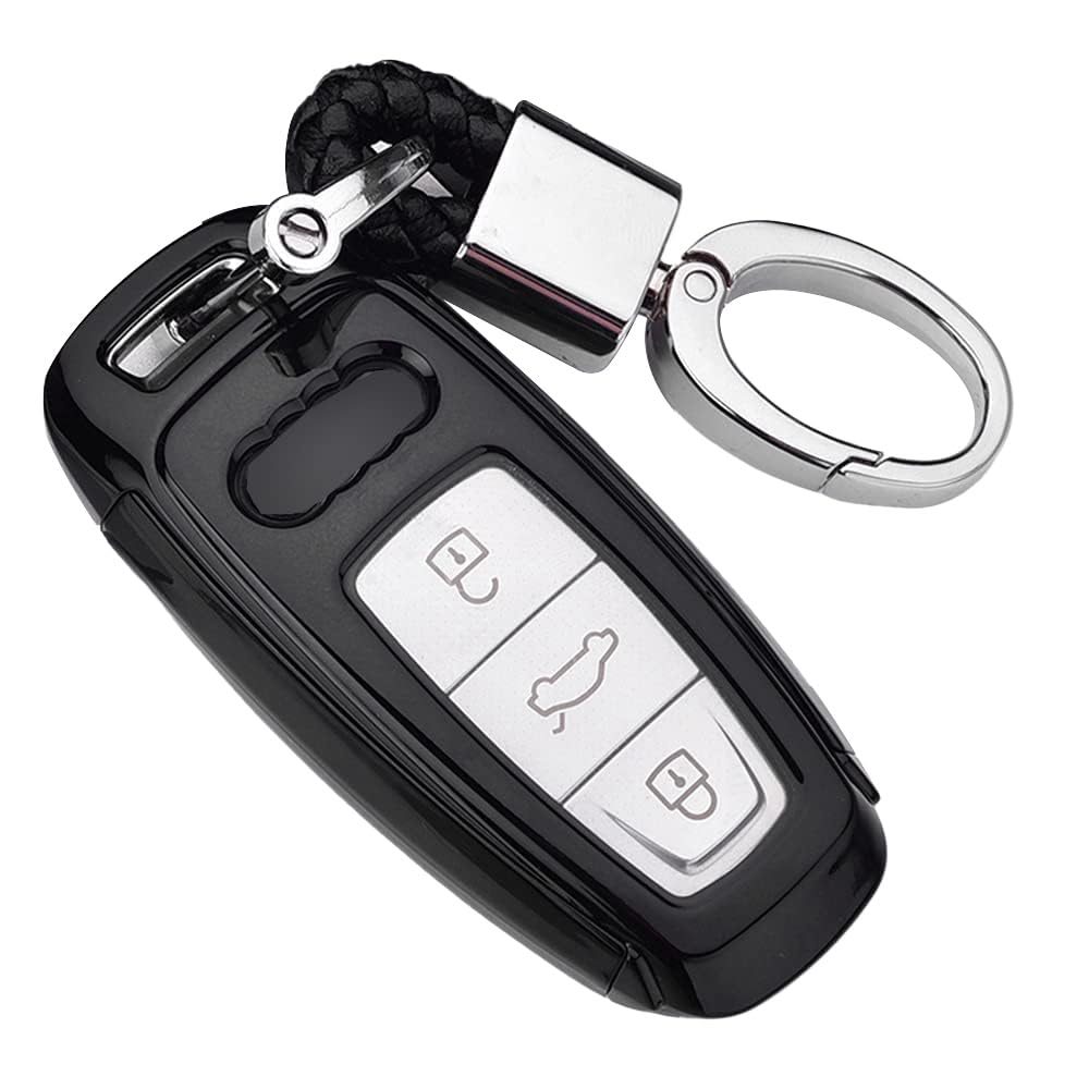 ontto Autoschlüssel Hülle für Audi A6L A7 A8 Q8 E-tron A4 C8 Q8 D5 E-tron S3 A3 e-tron Sportback Q7 60 TFSI Fernbedienung Cover TPU Schlüsselhülle Schlüsselanhänger Schlüssel Schutz Etui-Schwarz von ontto