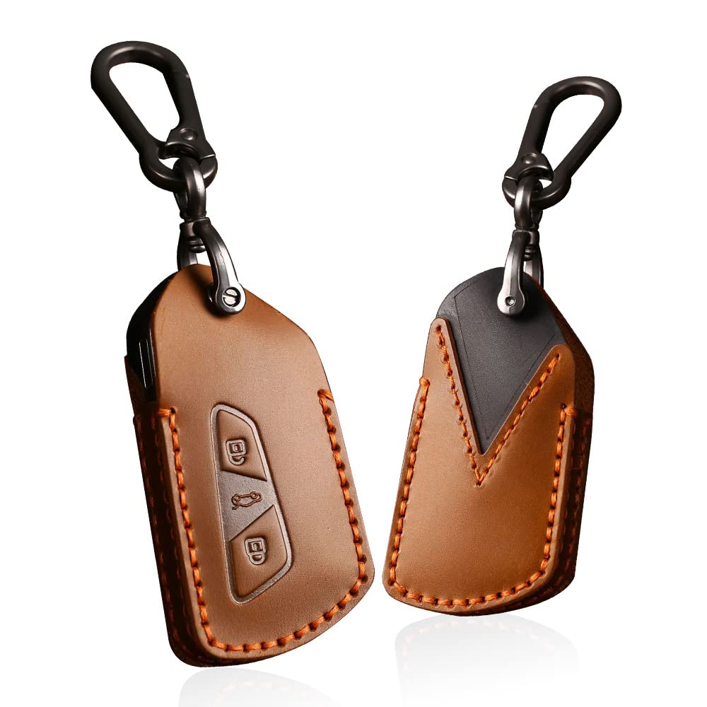 ontto Autoschlüssel Leder Hülle Passt für VW ID 3 ID 4 Golf 8 Seat Leon MK 4 Tarraco Ateca Skoda Octavia 2020 Auto Schutzhülle Cover Schlüssel Gehäuse mit Schlüsselanhänger 3 Tasten Braun ontto Autoschlüssel Leder Hülle Passt für VW ID 3 ID 4 Golf 8 Seat Leon MK 4 Tarraco Ateca Skoda Octavia 2020 Auto Schutzhülle Cover Schlüssel Gehäuse mit Schlüsselanhänger 3 Tasten Braun von ontto