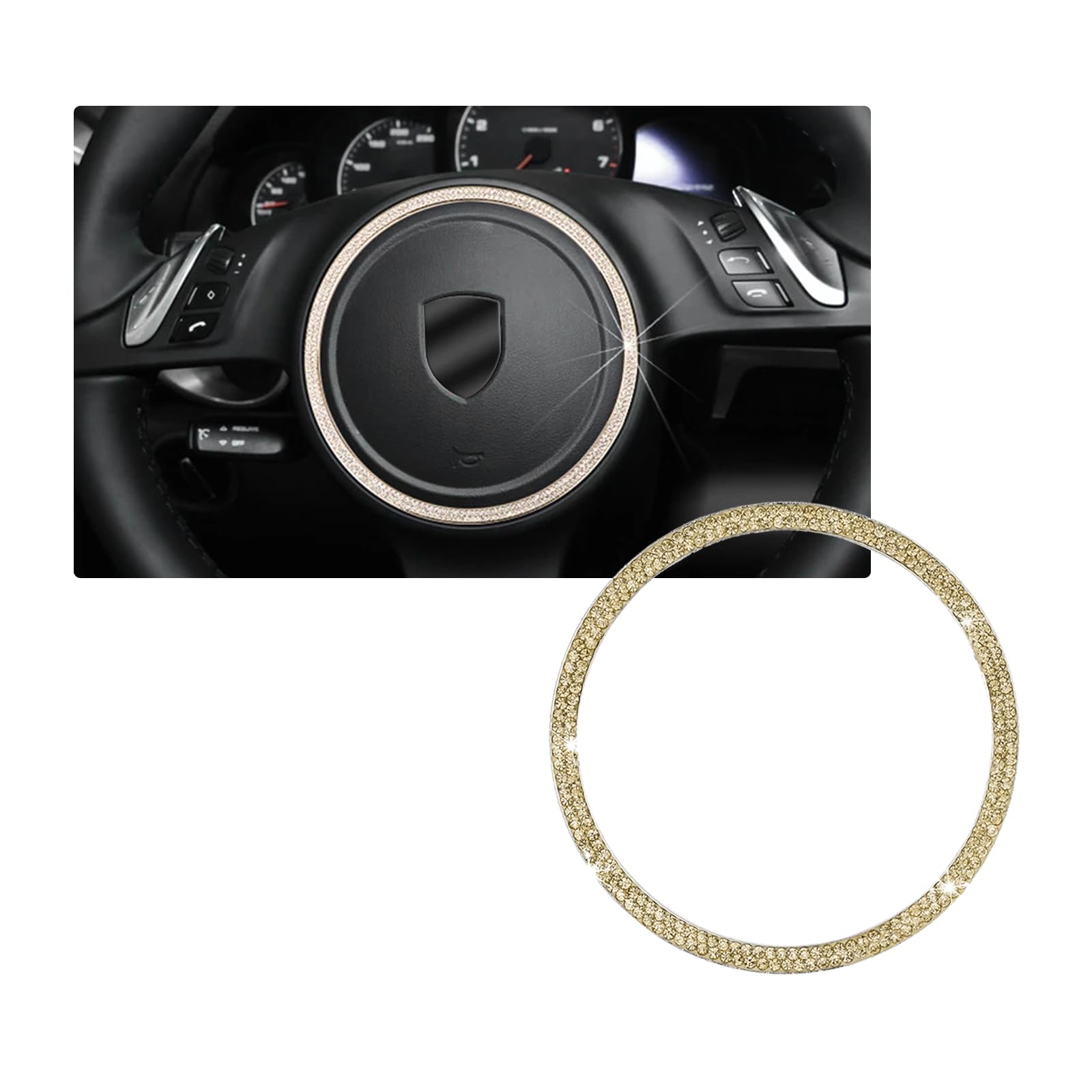 ontto Bling Auto Lenkrad Dekorativer Ring Innenzubehör Passt für Porsche Cayenne Paramera Diamant Aufkleber Lenkrad Logo Strass Lenkrad Abziehbilder Abdeckung für Autozubehör Tippe A Gold ontto Bling Auto Lenkrad Dekorativer Ring Innenzubehör Passt für Porsche Cayenne Paramera Diamant Aufkleber Lenkrad Logo Strass Lenkrad Abziehbilder Abdeckung für Autozubehör Tippe A Gold von ontto