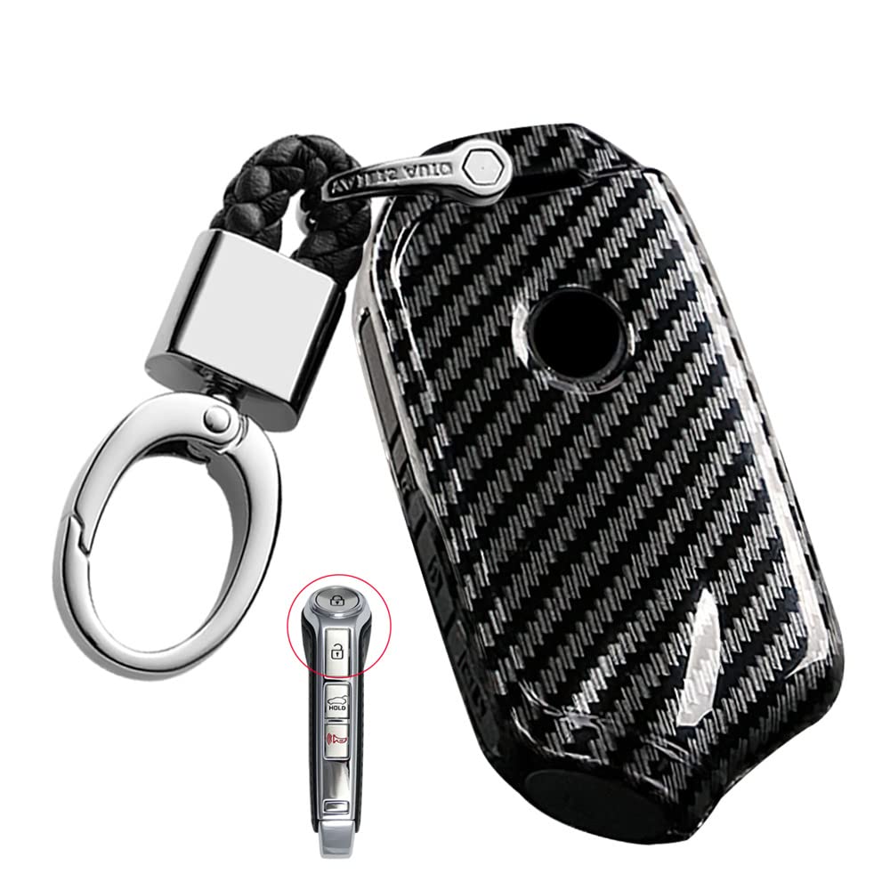 ontto Carbon Pattern Key Fob Cover Car Key Shell Fit for Kia Stinger GT K9 K900 Sportage R Stinger Cerato Sorento 2018-up Black von ontto