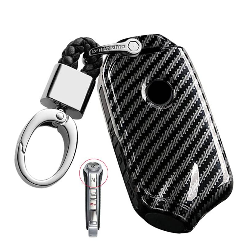 ontto Carbon Pattern Key Fob Cover Car Key Shell Fit for Kia Stinger GT K9 K900 Sportage R Stinger Cerato Sorento 2018-up Black von ontto