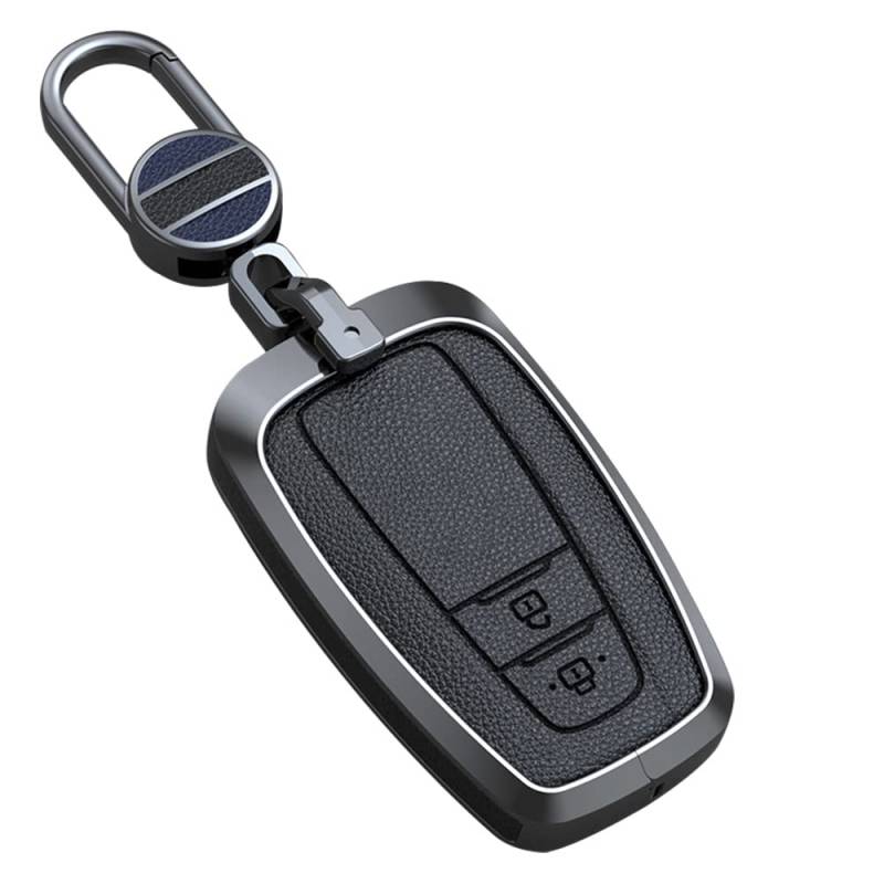 ontto Leder Autoschlüssel Hülle Passt für Toyota Camry Aygo GT86 GR Supra Mirai Hilux Proace Schlüsseletui Zubehör Schlüssel Cover Schlüsselanhänger Schlüsselbox Schlüsselhülle 2 Tasten Schwarz von ontto